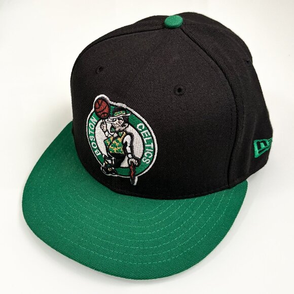 New Era Boston Celtics 59FIFTY Two Tone Fitted Hat Black Green NBA 7 1/4 - Picture 1 of 7